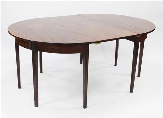 A George III and later mahogany D-end dining table, W.4ft. Extended 8ft 11in.